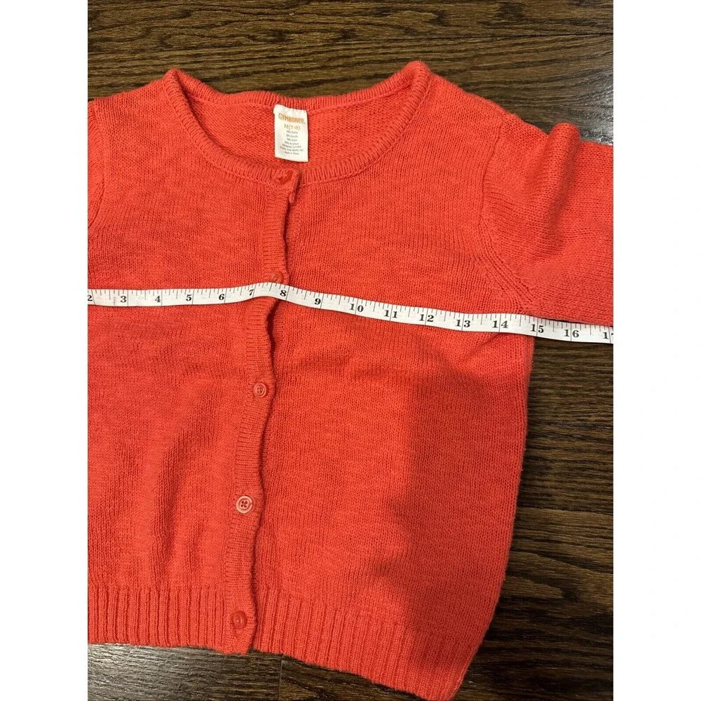 Gymboree Girls Orange Red Button Front Knit Cardigan Sweater Size M 7-8‎